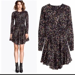 H&M Confetti Print Long Sleeve Skater Dress